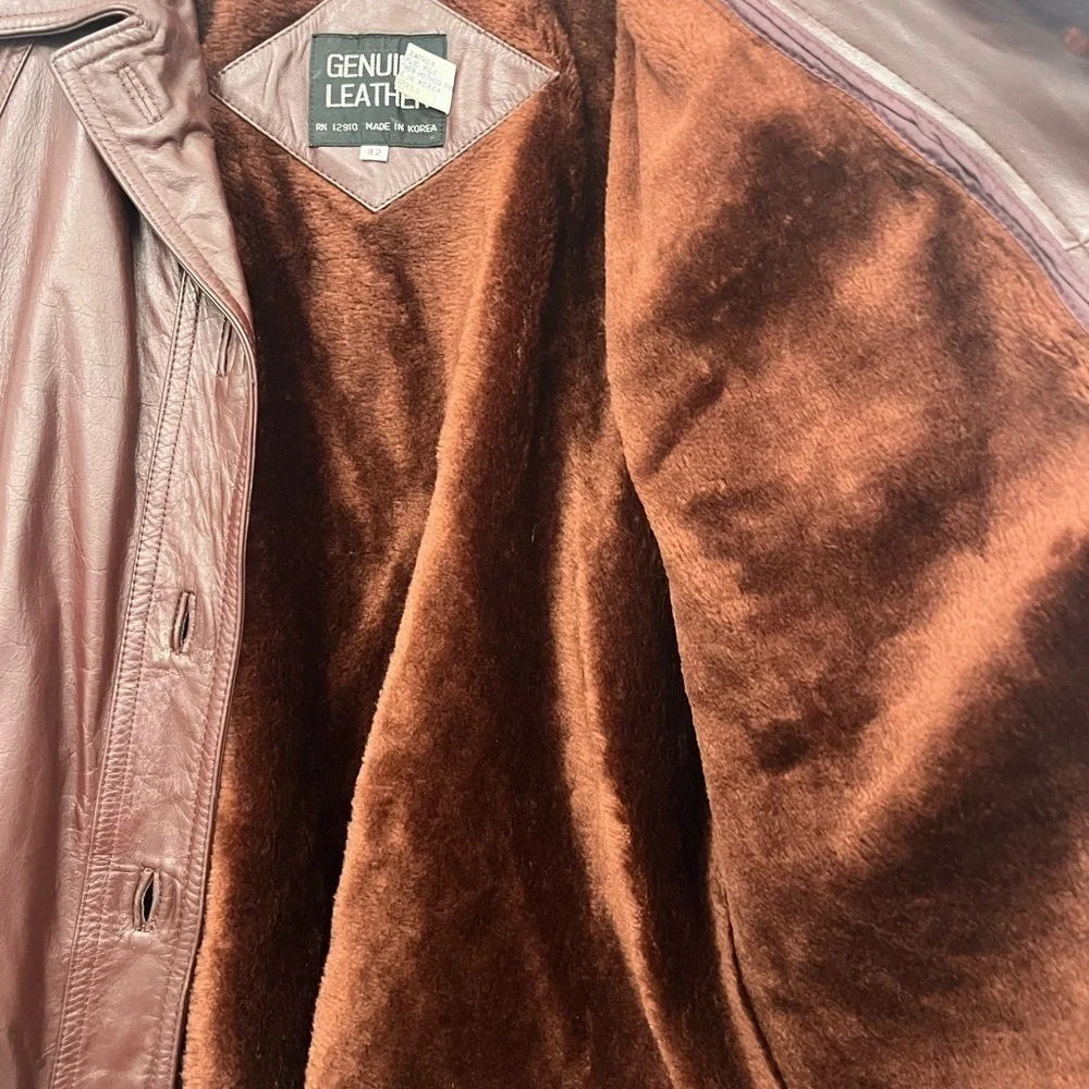 Made In Korea 70’s Vintage Leather Trench Coat Fully Removable Lining Size large
